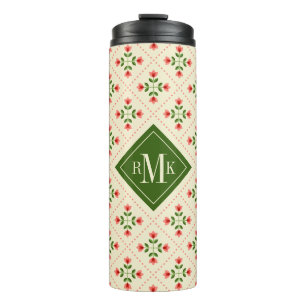 Termo Del edredón rosado del monograma el   arte popula