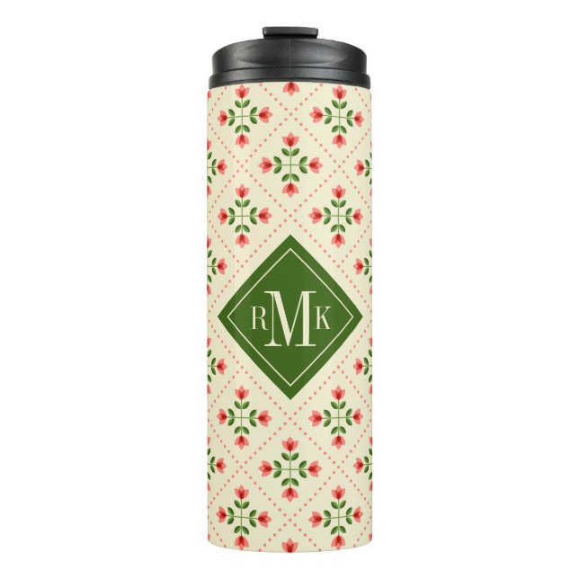 Termo Del edredón rosado del monograma el | arte popular (Anverso)