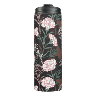 Termo Delicados claveles rosados con flores de hojas ver