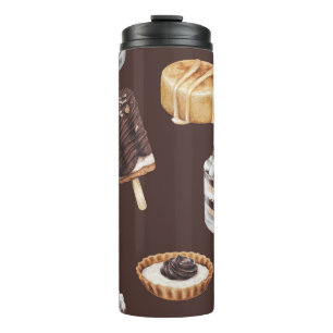 Termo Deliciosos postres: Patrón de esbozo de comida