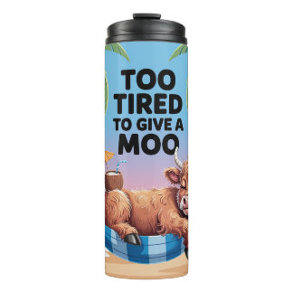 Termo Demasiado cansado para dar un mugido con una vaca
