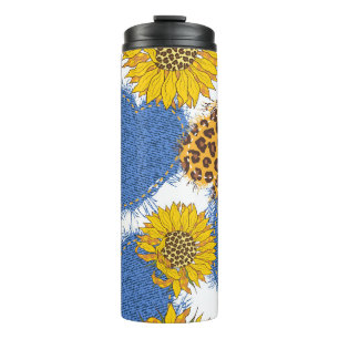 Termo Denim corazones hechos de tela con bordes rotos y 