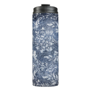 Termo Denim Floral Faded: Fondo Texturado Grungy