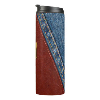 Termo Denim monograma y cuero