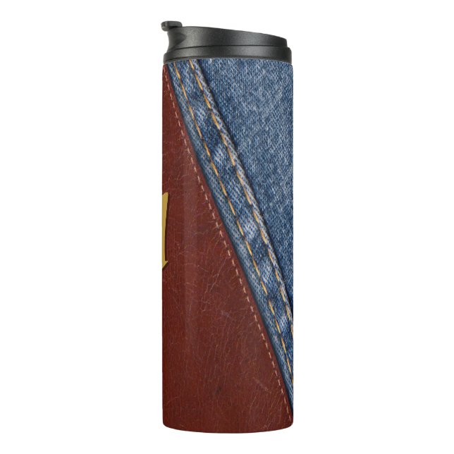 Termo Denim monograma y cuero (Rotado hacia la derecha)