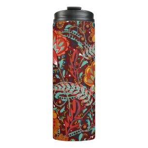 Termo Dense floral mano ornamental dibujar fantasía flor