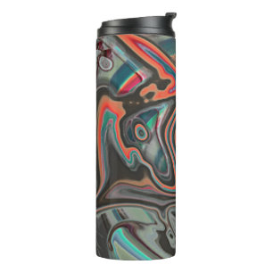 Termo Derrame o rastros en coral gris, vivo y cian