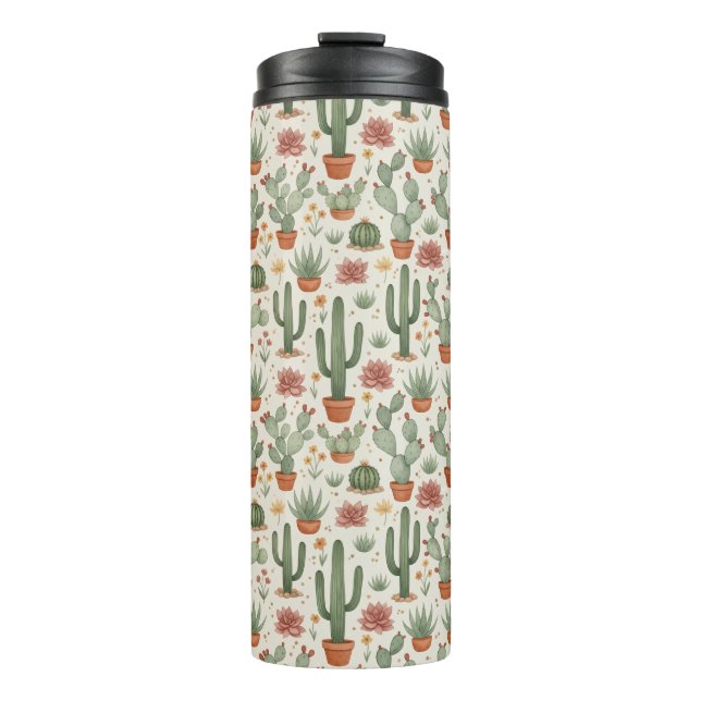Termo Desert Cacti Succulent Seamless Pattern (Anverso)