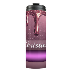 Termo Destinatario personalizado con brillo en rosa oro