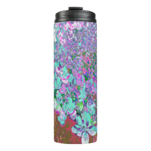 Termo Detalle de Hortensia Elegante Aqua y Morado Limeli