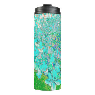 Termo Detalles de Hortensias Elegantes en Aqua y Verde L