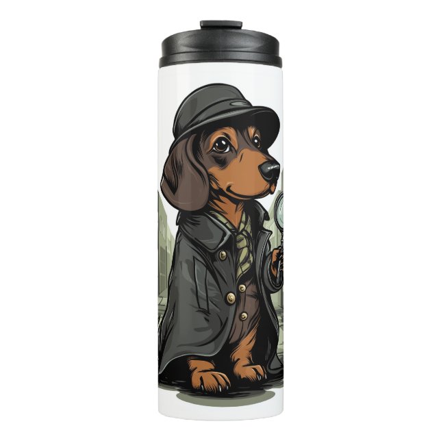 Termo Detective Dachshund - Perro que resuelve misterios (Anverso)