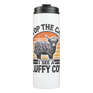 Termo Detén El Auto Que Veo Fluffy Cow Retro Highland Co