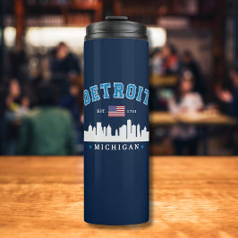 Termo Detroit Michigan Skyline Vintage Cityscape 