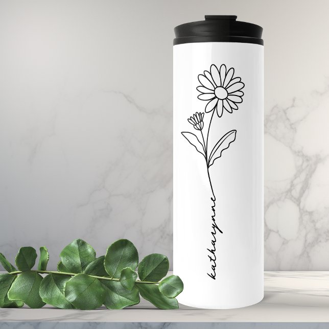 Termo Día de cumpleaños Mes de abril Flor Daisy (April Birthday Month Flower Daisy Thermal Tumbler)