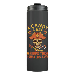 Termo Día de Dulces Pirata de Halloween Calavera Bastón