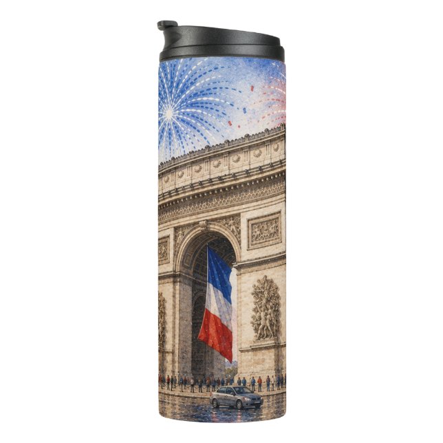 Termo día de la Bastilla Arco del triunfo París Francia  (Rotado hacia la derecha)