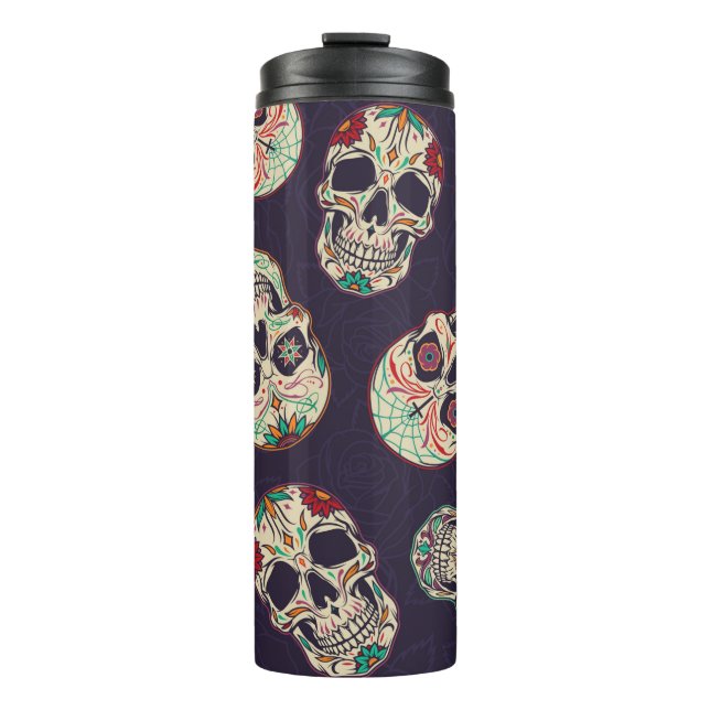 Termo Dia de los muertos seamless pattern with sugar sku (Anverso)