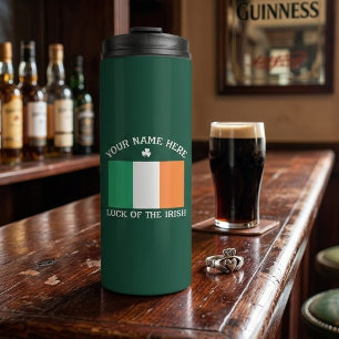 Termo Día de San Patricio Bandera de Irlanda Nombre Pers