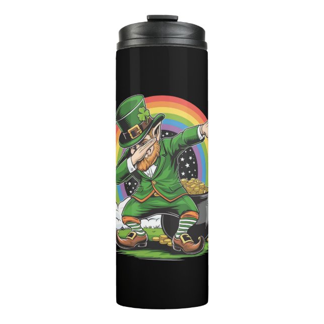 Termo Día de San Patricio Leprechaun Dab Bailando Dab (Anverso)