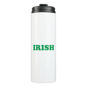 Termo Día de San Patricio letras verde irlandés blanco