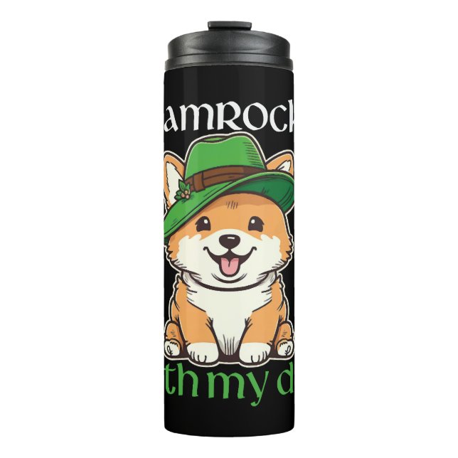 Termo Día de San Patricio - lindo perro con gorra (Anverso)