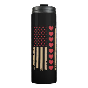 Termo Día de San Valentín Corazones Bandera de EE. UU.