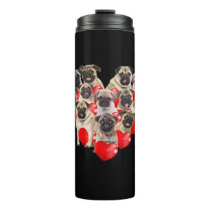 Termo Día de San Valentín Cute Pug Dog Corazón Cachorro 