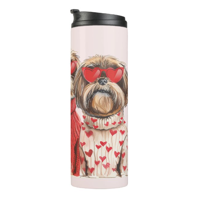 Termo Día de San Valentín Shih Tzu Dogs (Rotado hacia la derecha)