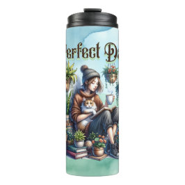 Termo Día perfecto | Lectura Chica con gatos y plantas