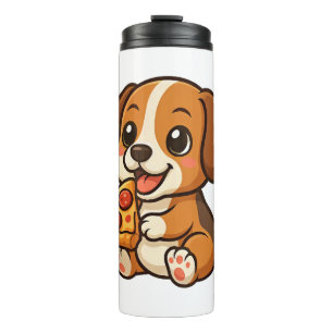Termo Dibujo animado de beagle lindo amantes de pizza pi