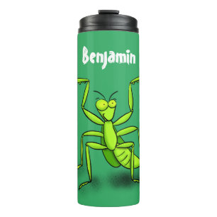 Termo Dibujo animado de mantis religiosa verde divertida