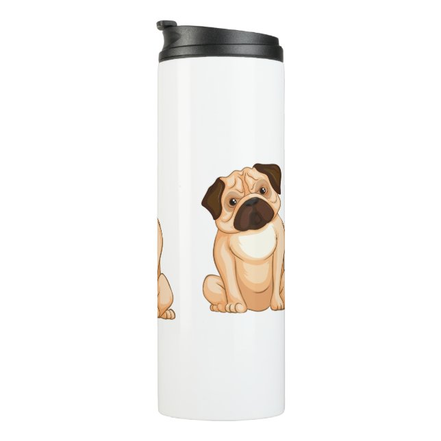 Termo Dibujo animado de pug gruñón (Rotado hacia la derecha)