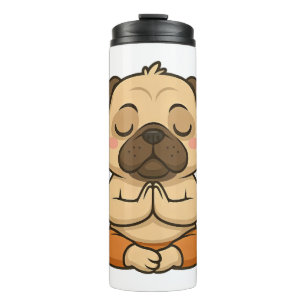 Termo Dibujo animado de relajación meditación yoga pug a