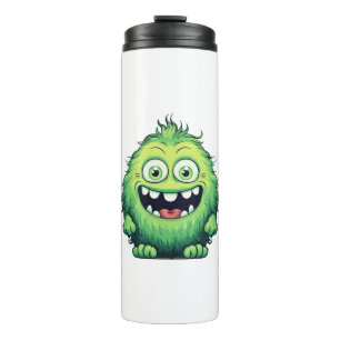 Termo Dibujo Animado Monstruo Verde Lindo Sonriente