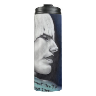 Termo Dibujo de arte original retrato de mujer rubia Isa