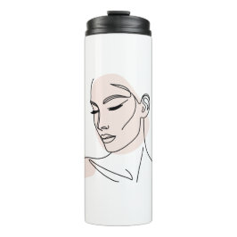 Termo Dibujo de cara de una mujer de línea nº2