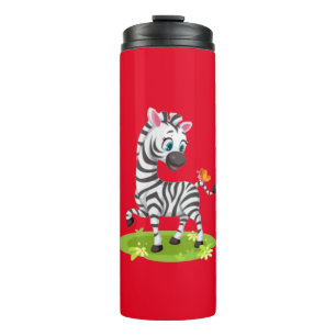 Termo Dibujo de cebra bebé con mariposa-23960