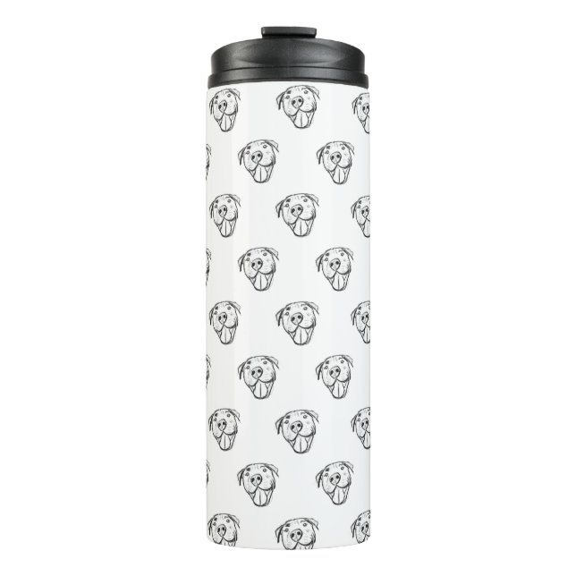 Termo dibujo de pitbull simple amantes de perros blanco  (Anverso)