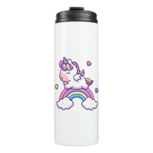 Termo Dibujo de Unicornio Lindo con Arcoíris