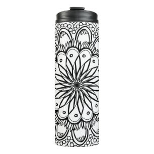 Termo Dibujo manual de flores mandala