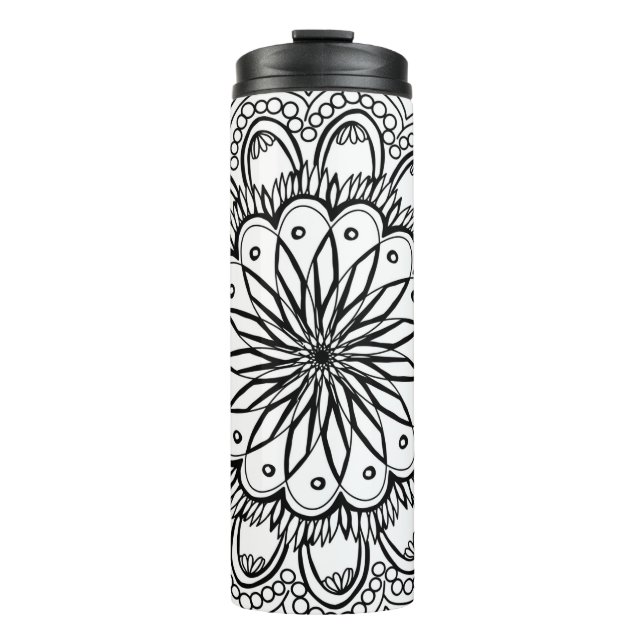 Termo Dibujo manual de flores mandala (Anverso)