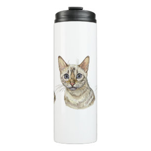 Termo Dibujo manual gracioso gato bengalí de nieve Café