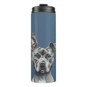 Termo Dibujo Stalky gris del perro del pitbull