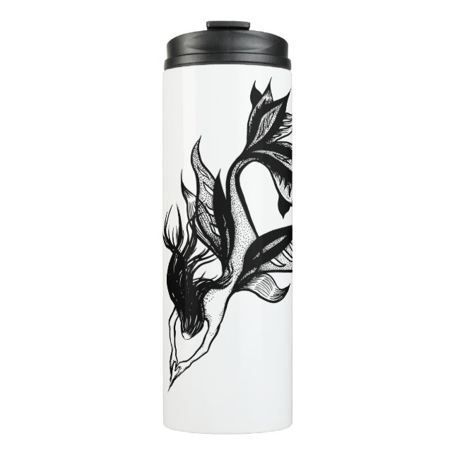 Termo Dibujo Tatuaje De Sirena Estilo Tatuaje Estipple T (Anverso)