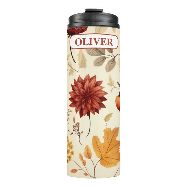Termo Dilo con hojas de otoño - Tumbler térmico (Anverso)