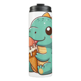 Termo Dino de comer helado lindo