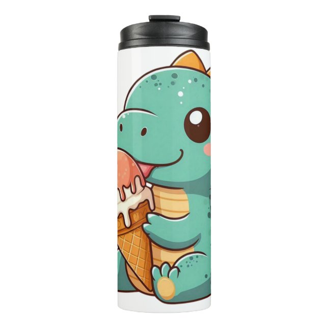 Termo Dino de comer helado lindo (Anverso)