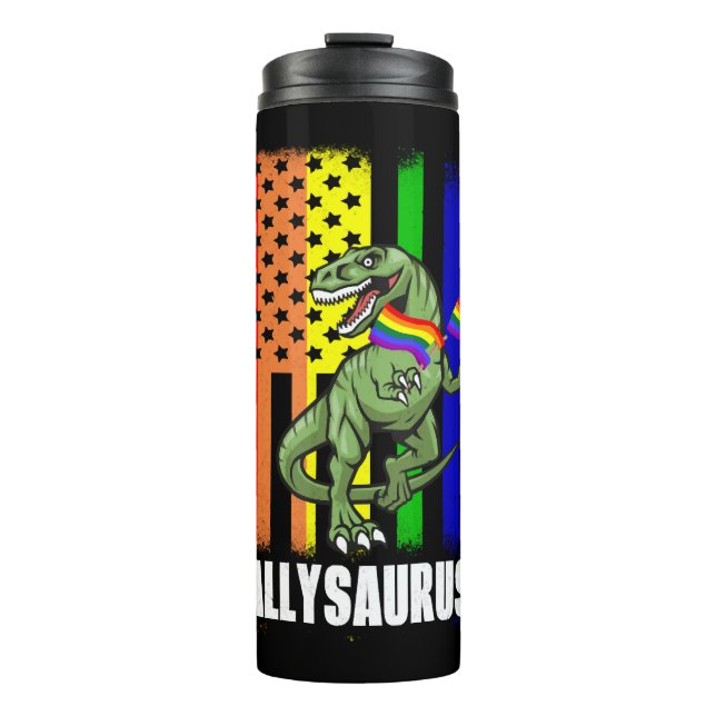 Termo Dinosaurio Allysaurus En Bandera Arcoiris Para All (Anverso)