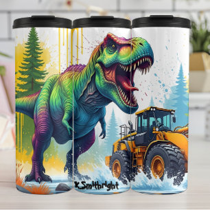 Termo Dinosaurio Arcoíris Cargador Amarillo Choque
